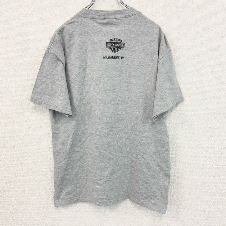 古着 used　HARLEY DAVIDSON　ハーレーダビッドソン　Hanes　半袖プリントTシャツ　灰色　グレー　Lサイズ