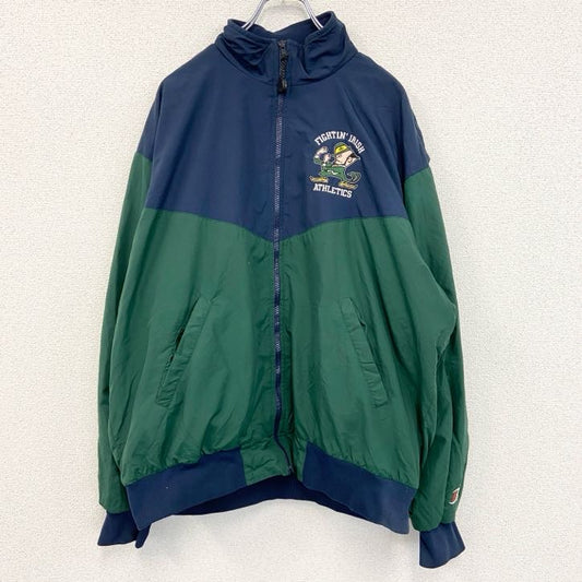 古着 used　Boathouse　ボートハウス　フルジップナイロンジャケット　緑　グリーン　紺　ネイビー　XLサイズ