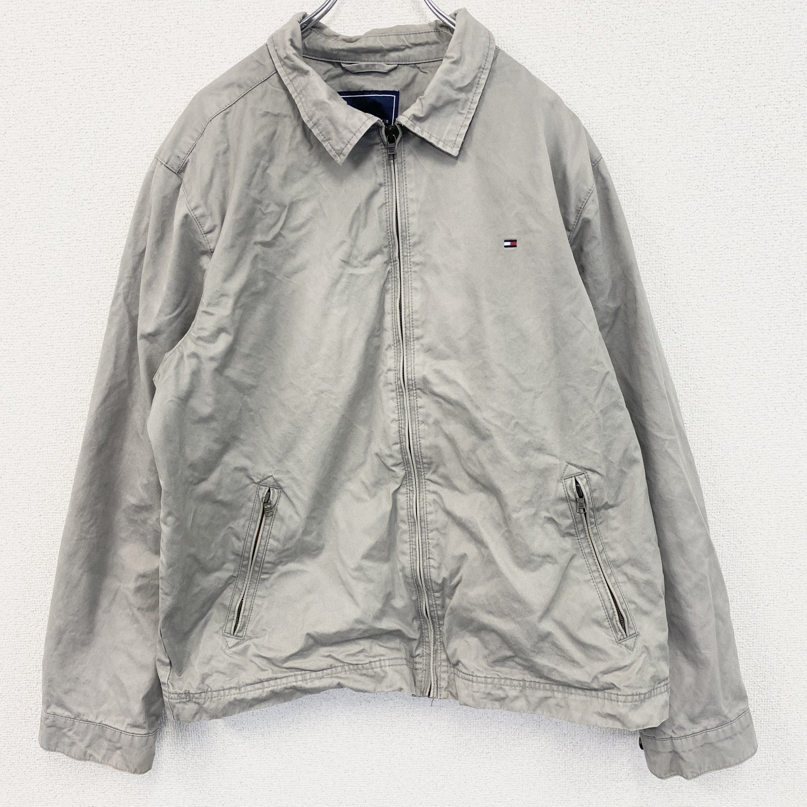 TOMMY HILFIGER　トミーヒルフィガー　フルジップブルゾン　紺　グレージュ　XLサイズ