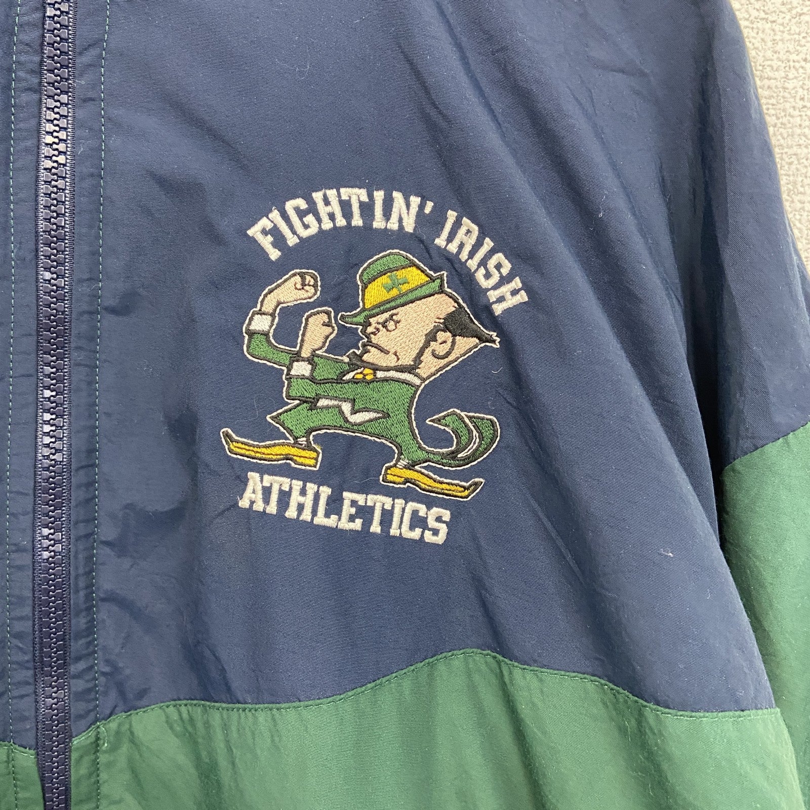 古着 used　Boathouse　ボートハウス　フルジップナイロンジャケット　緑　グリーン　紺　ネイビー　XLサイズ