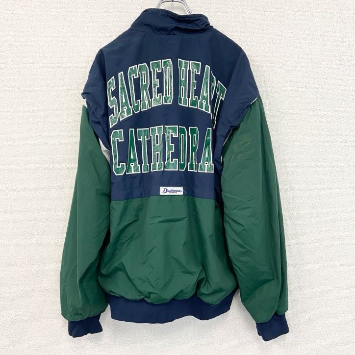 古着 used　Boathouse　ボートハウス　フルジップナイロンジャケット　緑　グリーン　紺　ネイビー　XLサイズ