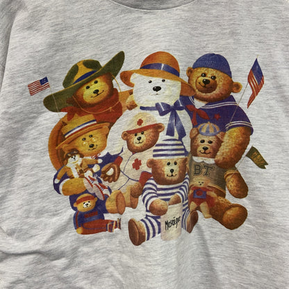 90s　Hanes　ヘインズ　半袖Tシャツ　アニマルT　テディベア　ヴィンテージ　　霜降りグレー　Lサイズ