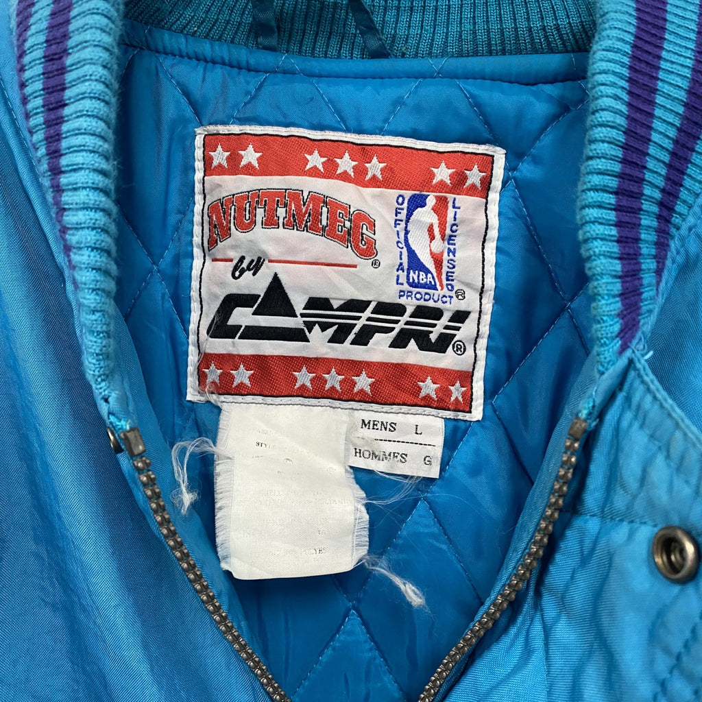 90s　Nutmeg by Campri　NBA　Hornets　ホーネッツ　スタジャン/スタジアムジャケット　ヴィンテージ　青　ブルー　Lサイズ