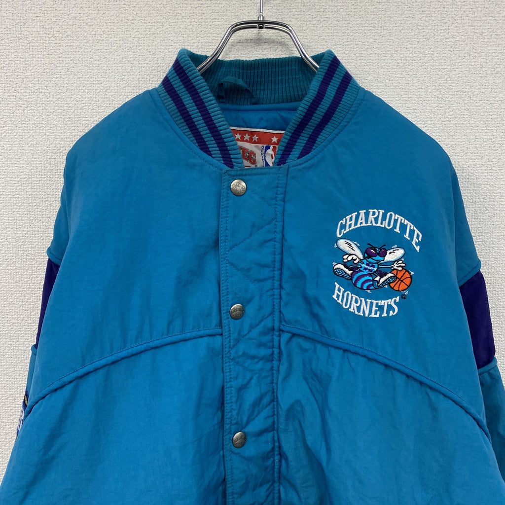 90s　Nutmeg by Campri　NBA　Hornets　ホーネッツ　スタジャン/スタジアムジャケット　ヴィンテージ　青　ブルー　Lサイズ