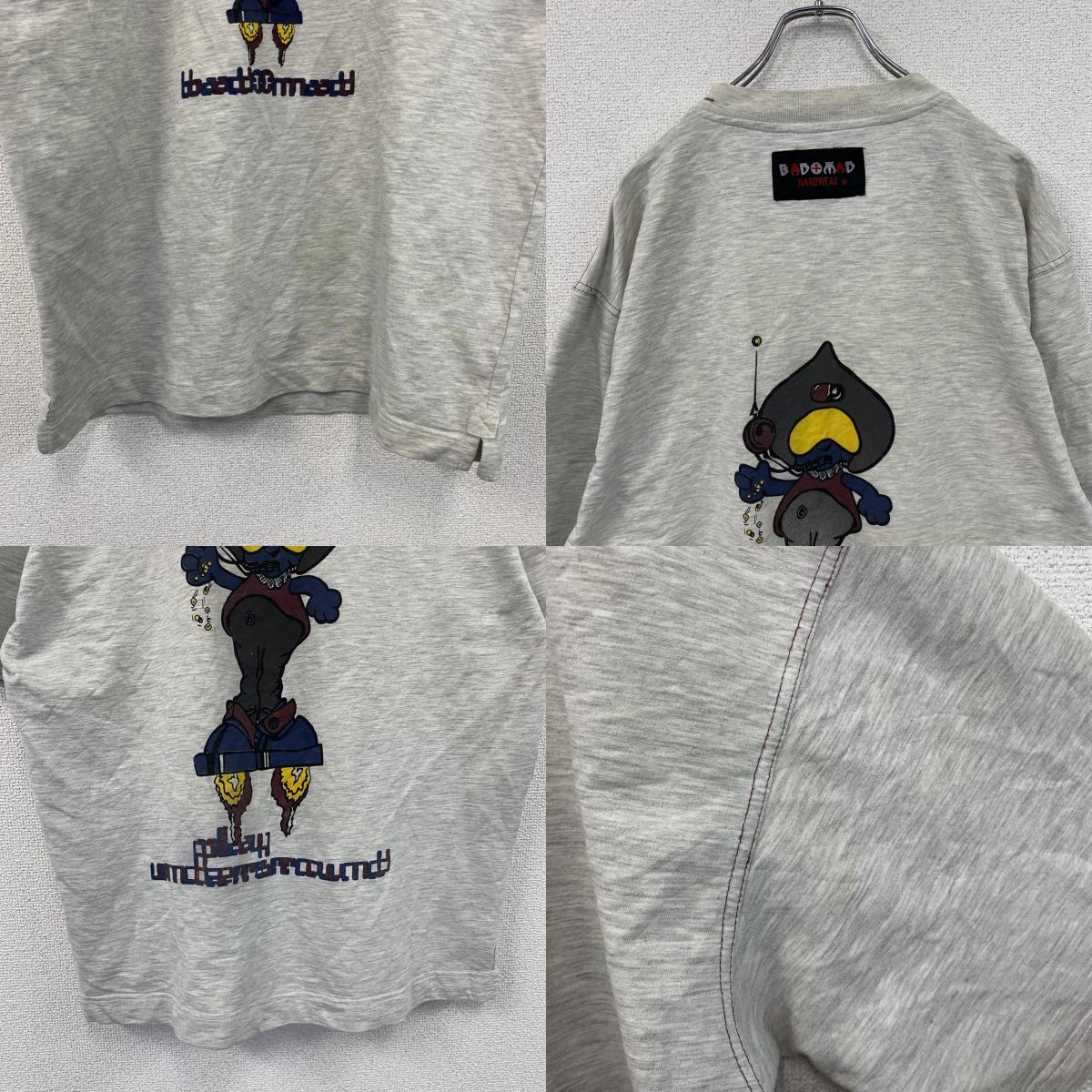 ～00s　BAD＋MAD　半袖プリントTシャツ　キャラクターT　ヴィンテージ　灰色　グレー　