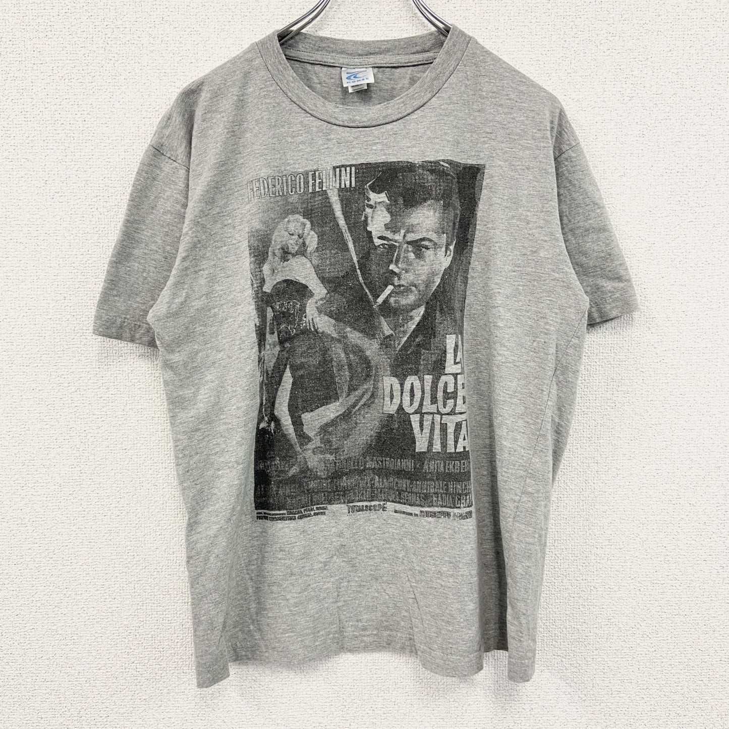 00s　KOKSE　LA DOLCE VITA　甘い生活　半袖Tシャツ　ムービーT　ヴィンテージ　灰色　グレー　Lサイズ