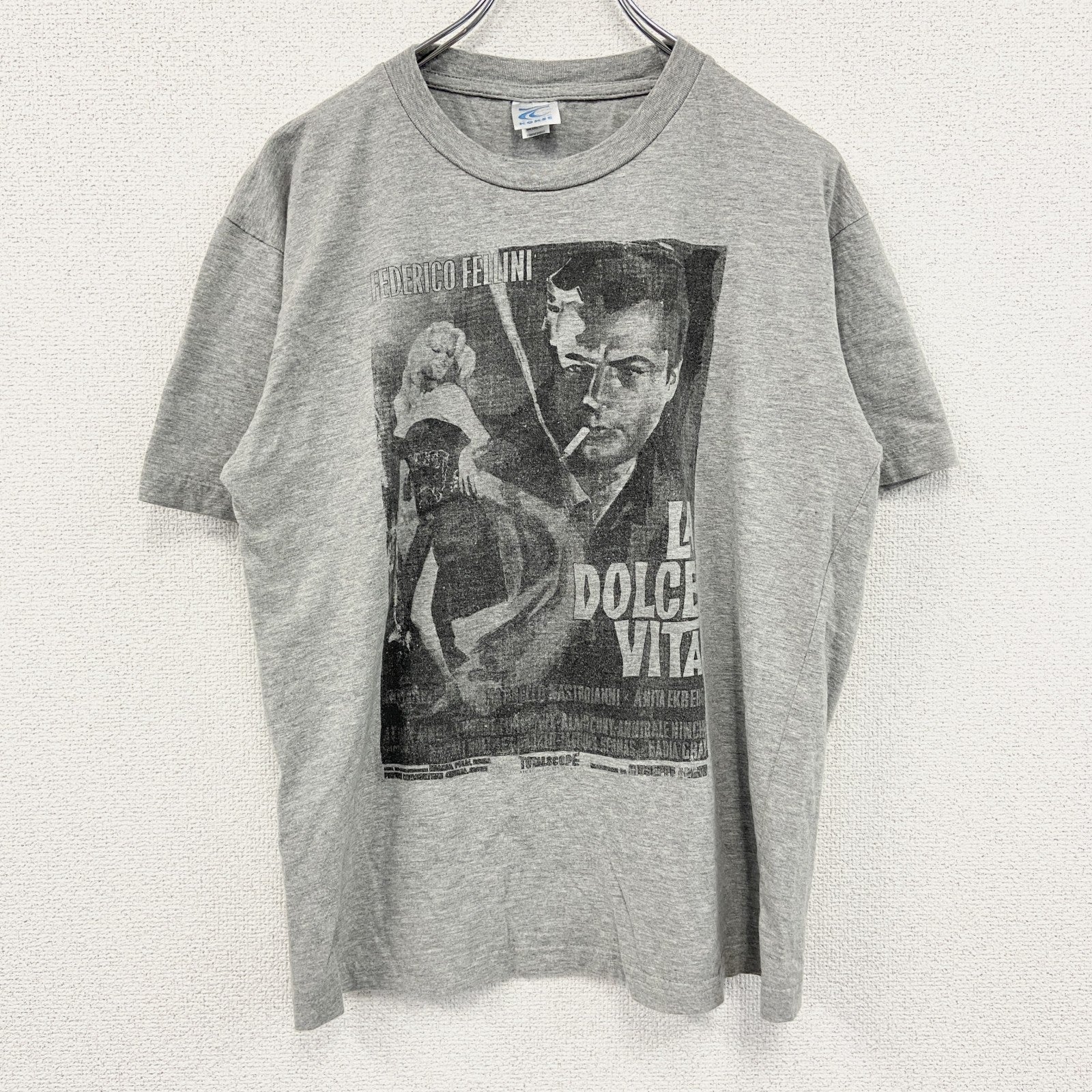00s　KOKSE　LA DOLCE VITA　甘い生活　半袖Tシャツ　ムービーT　ヴィンテージ　灰色　グレー　Lサイズ