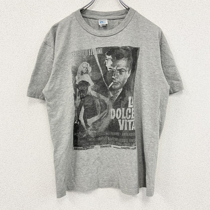 00s　KOKSE　LA DOLCE VITA　甘い生活　半袖Tシャツ　ムービーT　ヴィンテージ　灰色　グレー　Lサイズ