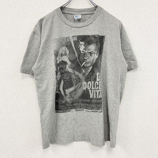 00s　KOKSE　LA DOLCE VITA　甘い生活　半袖Tシャツ　ムービーT　ヴィンテージ　灰色　グレー　Lサイズ