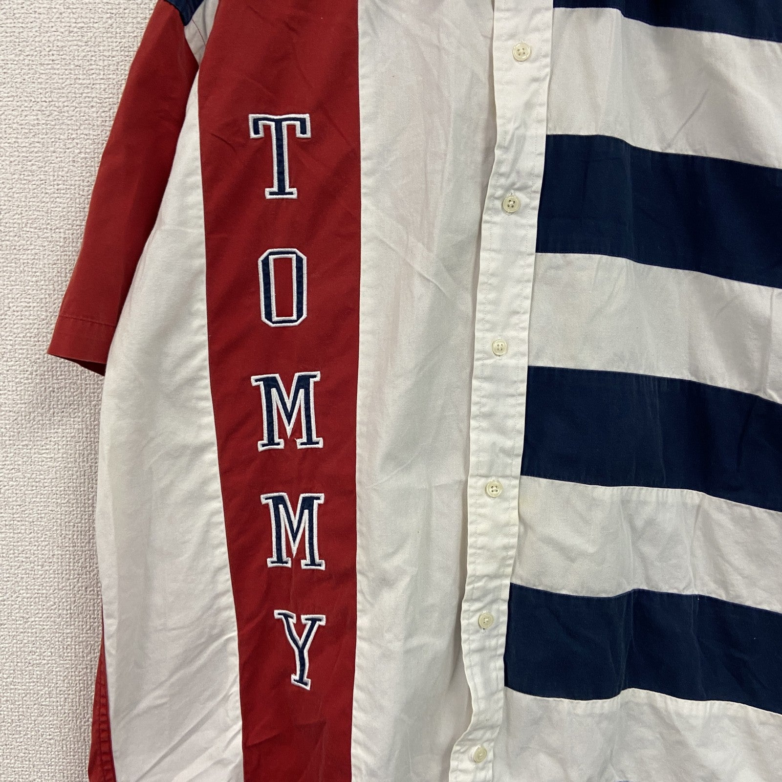 TOMMY HILFIGER　トミーヒルフィガー　半袖シャツ　ボーダー柄　マルチカラー　XLサイズ