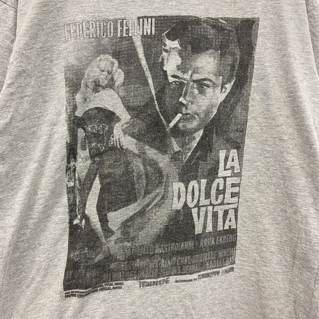 00s　KOKSE　LA DOLCE VITA　甘い生活　半袖Tシャツ　ムービーT　ヴィンテージ　灰色　グレー　Lサイズ