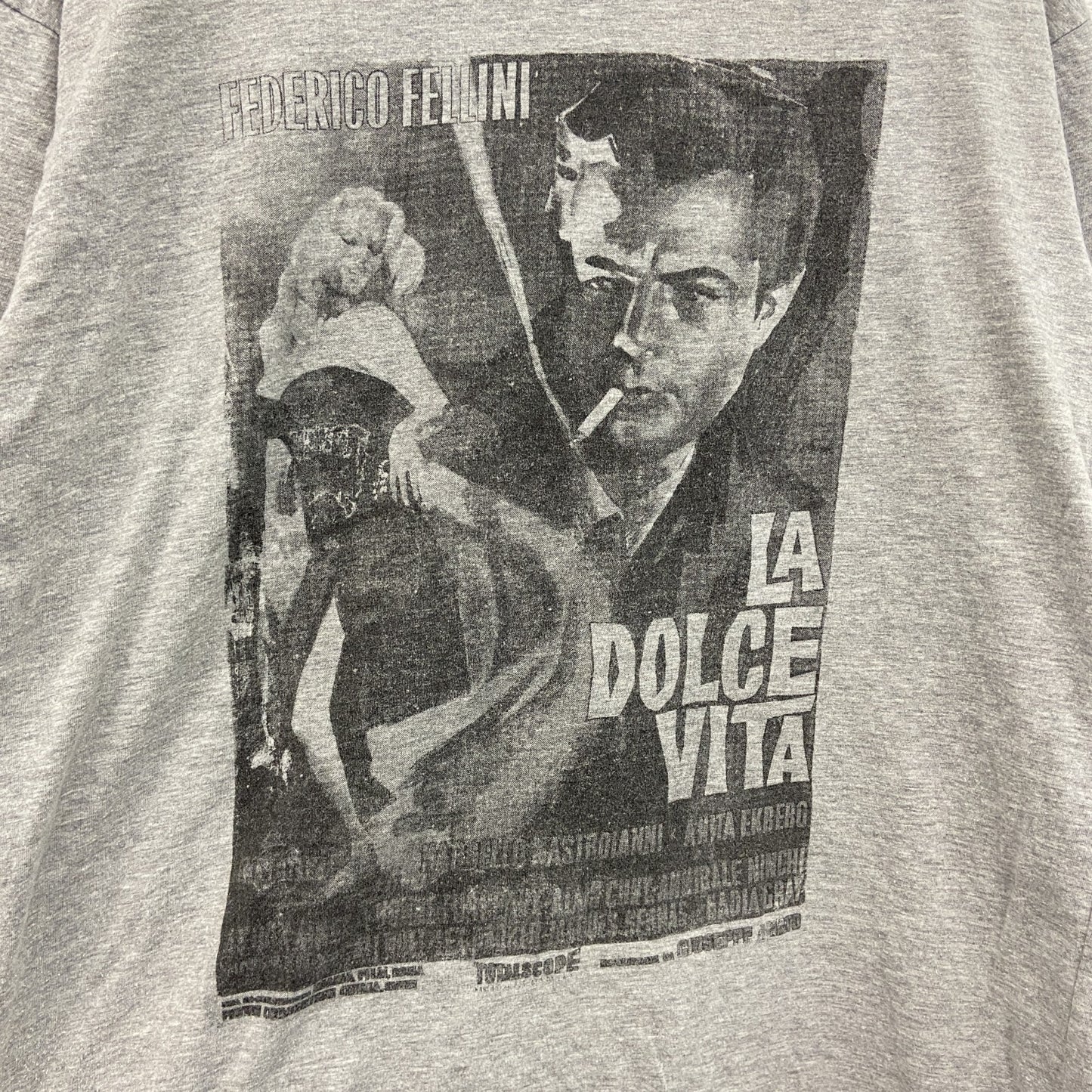 00s　KOKSE　LA DOLCE VITA　甘い生活　半袖Tシャツ　ムービーT　ヴィンテージ　灰色　グレー　Lサイズ