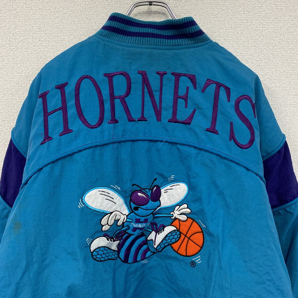 90s　Nutmeg by Campri　NBA　Hornets　ホーネッツ　スタジャン/スタジアムジャケット　ヴィンテージ　青　ブルー　Lサイズ