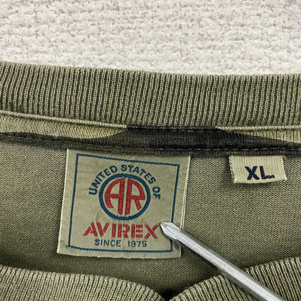 AVIREX　アヴィレックス　長袖Tシャツ/ロンT　ヘンリーネック　迷彩　カモフラ　カーキ　XLサイズ