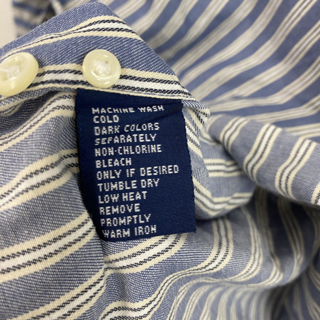 90s～　CHAPS RALPH LAUREN　チャップスラルフローレン　長袖ボタンダウンシャツ　青　ブルー