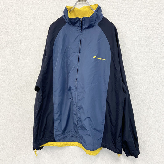 古着 used　Champion　チャンピオン　フルジップナイロンジャケット　紺　ネイビー　2XLサイズ