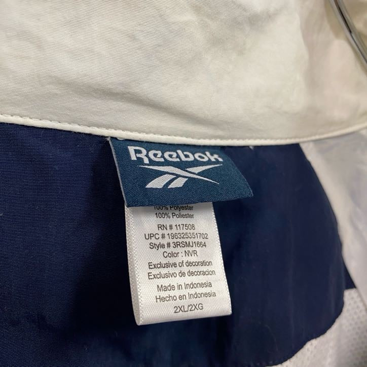 Reebok　リーボック　フルジップナイロンジャケット　紺　ネイビー　赤　レッド　2XLサイズ