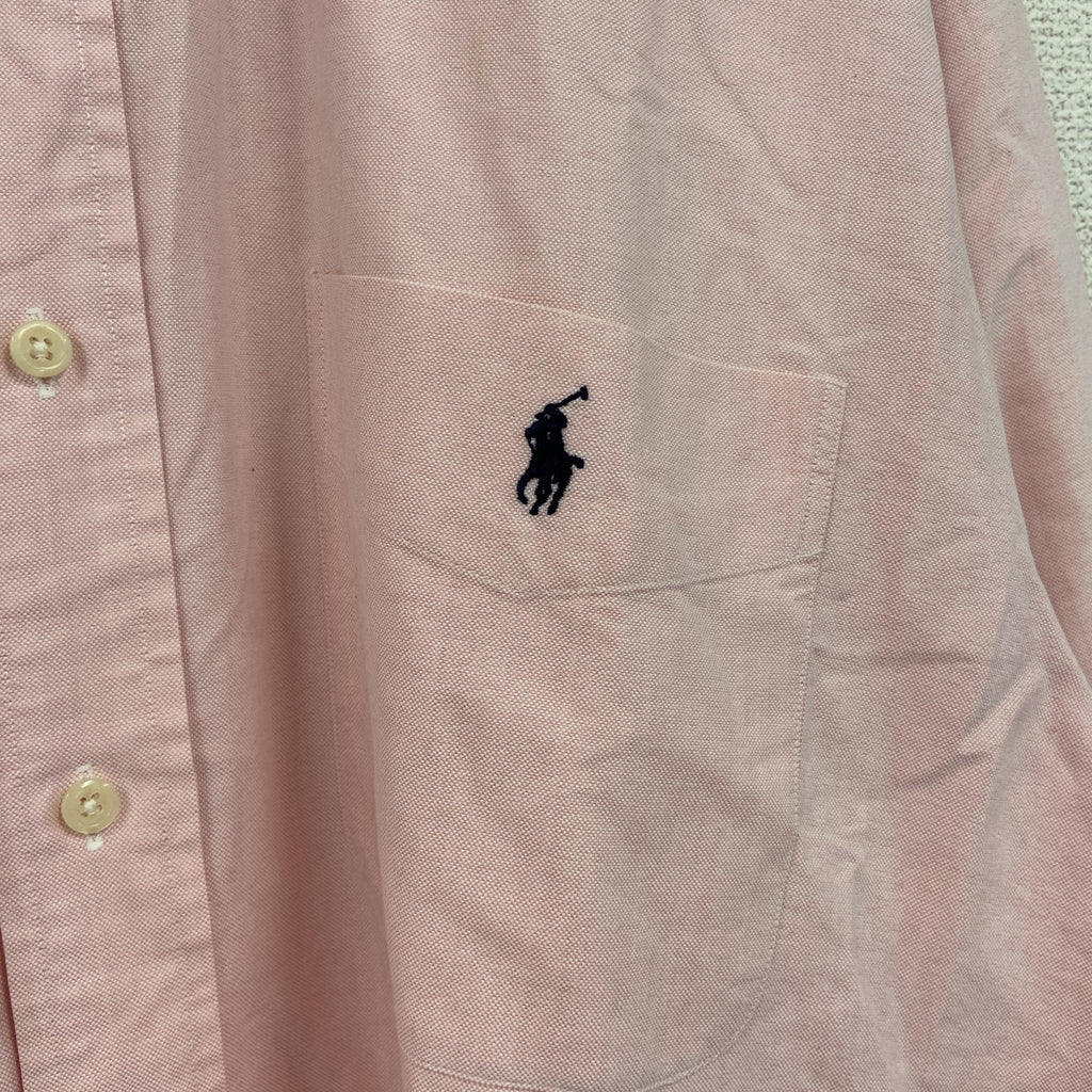 Ralph Lauren　ラルフローン　長袖ボタンダウンシャツ　刺繡ロゴ　ピンク　Mサイズ