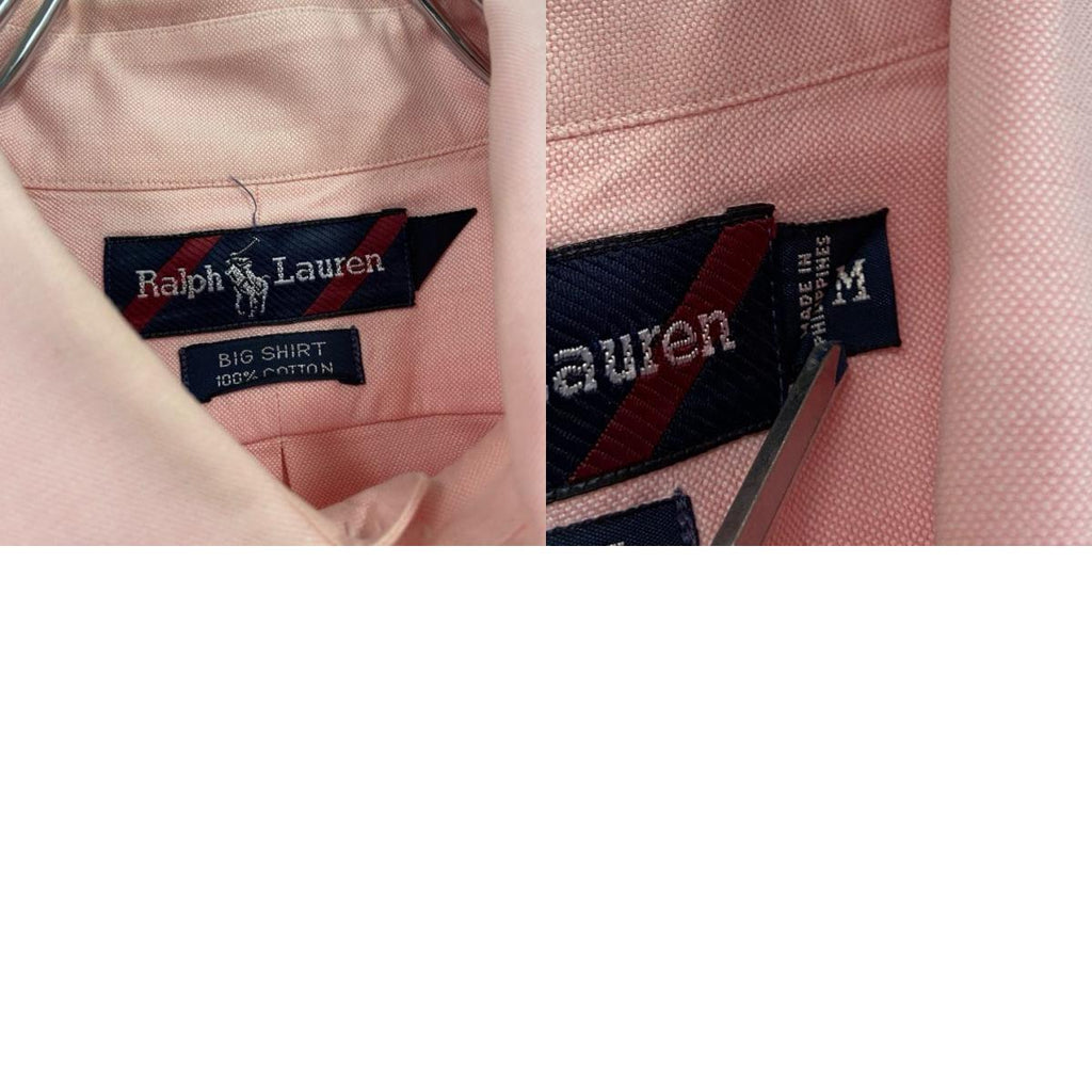 Ralph Lauren　ラルフローン　長袖ボタンダウンシャツ　刺繡ロゴ　ピンク　Mサイズ