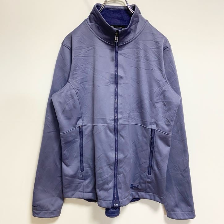 UNDER ARMOUR　アンダーアーマー　トラックジャケット/ジャージ　裏地フリース　フェード　ワンポイント　青　ブルー　Mサイズ