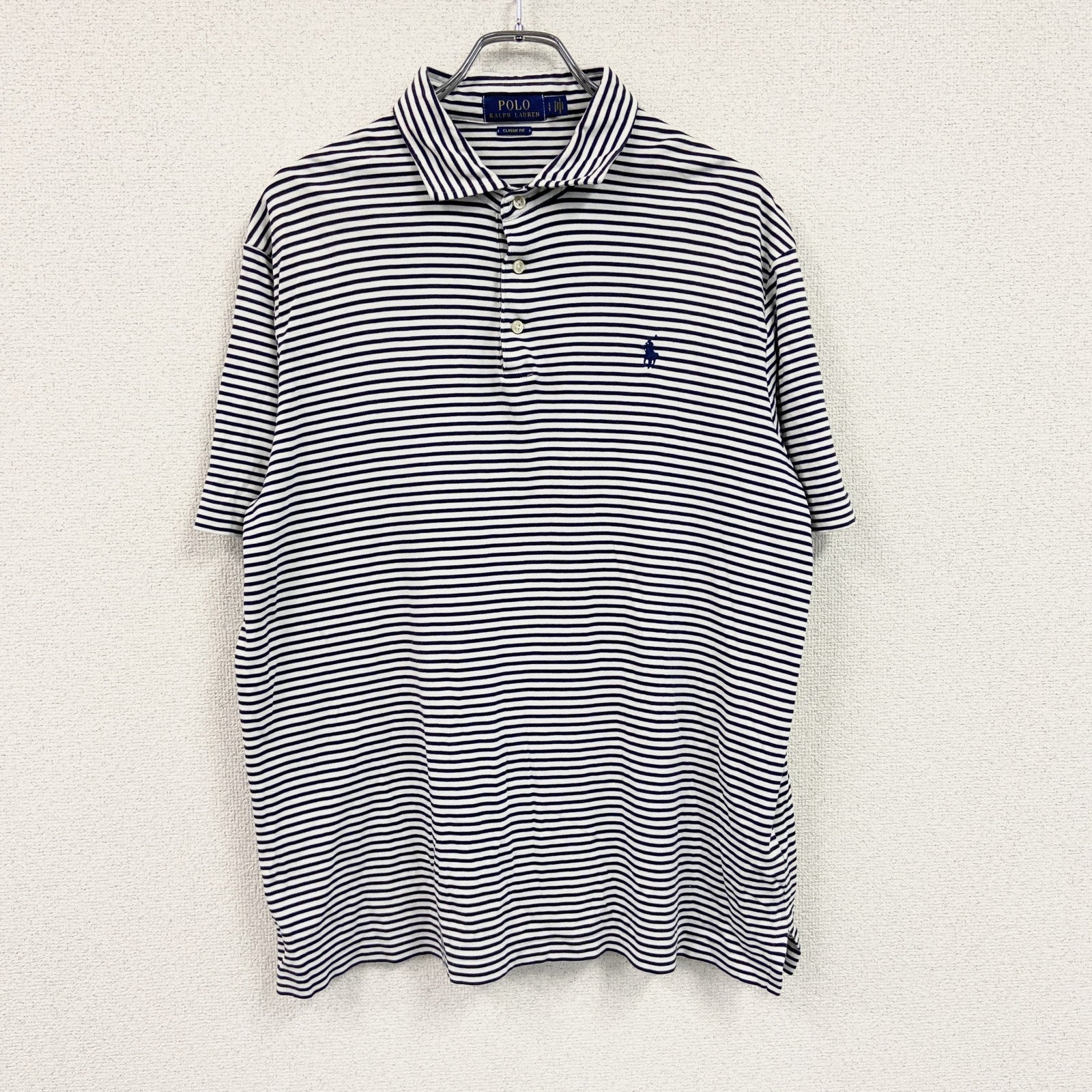 POLO Ralph Lauren　ラルフローレン　半袖ポロシャツ　ボーダー柄　紺　ネイビー　Lサイズ