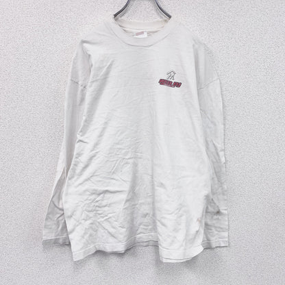 00s　Hanes　ヘインズ　長袖プリントTシャツ　ヴィンテージ　RED DJ　白　ホワイト　