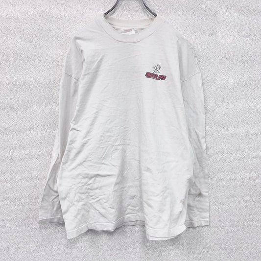 00s　Hanes　ヘインズ　長袖プリントTシャツ　ヴィンテージ　RED DJ　白　ホワイト　