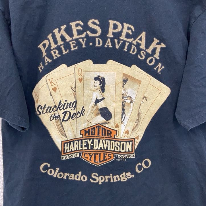 古着 used　HARLEY DAVIDSON　ハーレーダビッドソン　半袖プリントTシャツ　黒　ブラック　Mサイズ