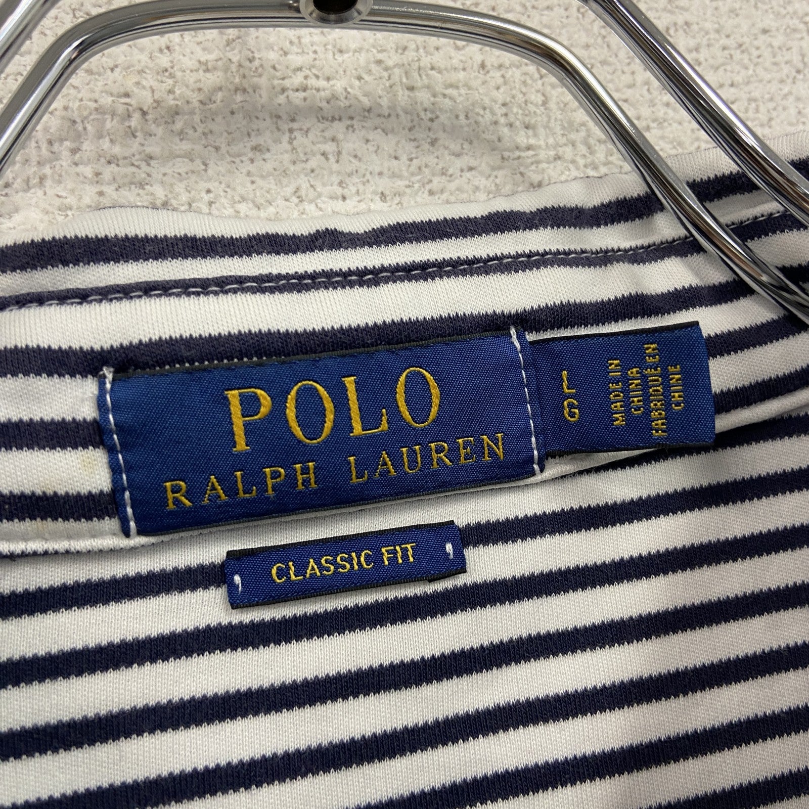 POLO Ralph Lauren　ラルフローレン　半袖ポロシャツ　ボーダー柄　紺　ネイビー　Lサイズ