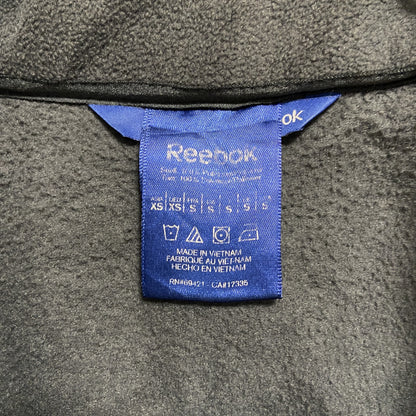 古着 used　Reebok　リーボック　長袖異素材切替フリースジャケット　ハイネックアウター　ロゴプリント　グレー　秋冬服