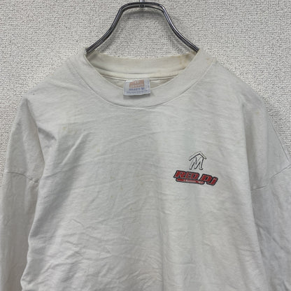 00s　Hanes　ヘインズ　長袖プリントTシャツ　ヴィンテージ　RED DJ　白　ホワイト　