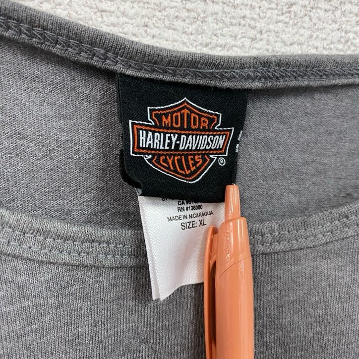 HARLEY DAVIDSON　ハーレーダビッドソン　プリントタンクトップ/ノースリーブ　灰色　グレー　XLサイズ