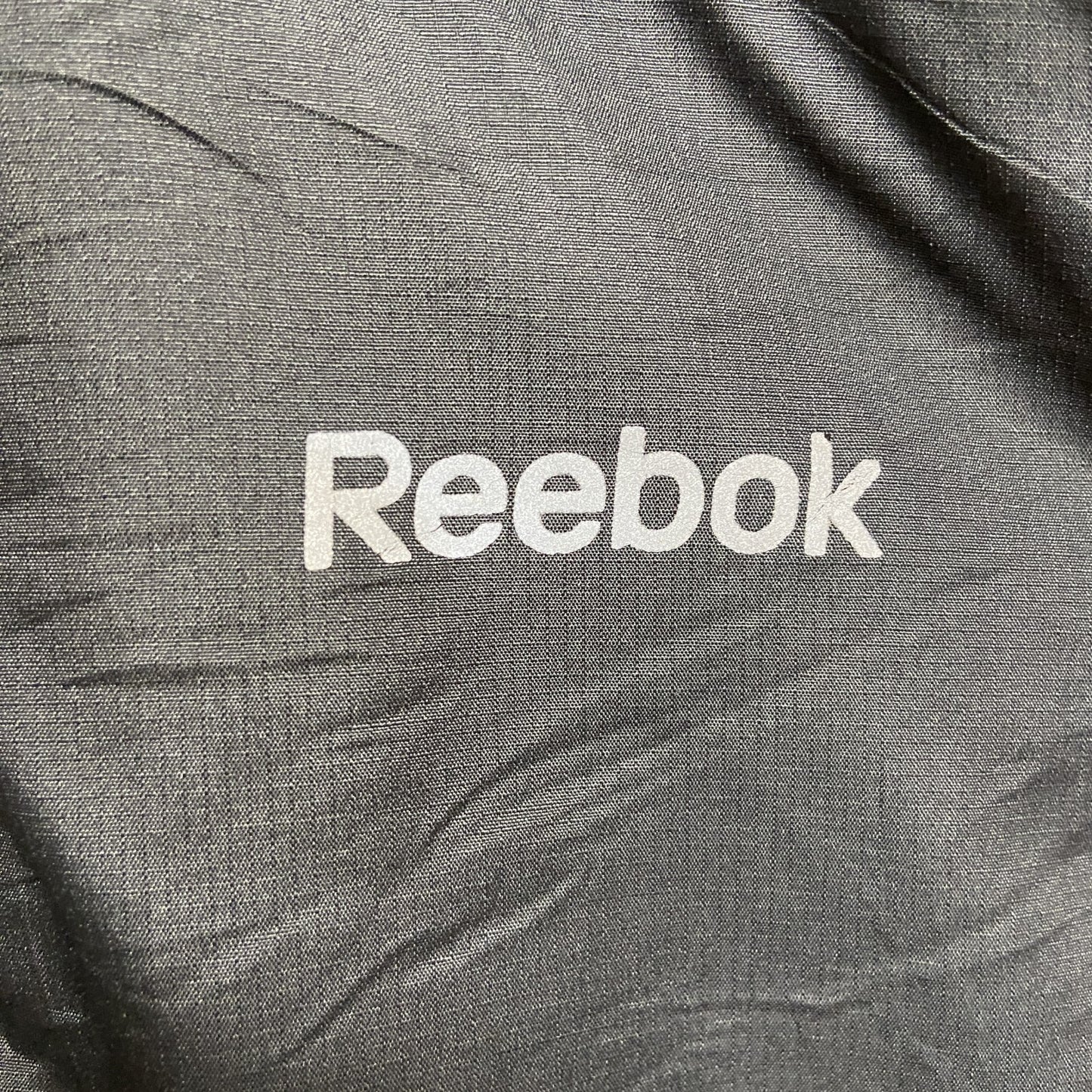 古着 used　Reebok　リーボック　長袖異素材切替フリースジャケット　ハイネックアウター　ロゴプリント　グレー　秋冬服
