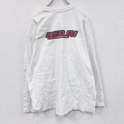 00s　Hanes　ヘインズ　長袖プリントTシャツ　ヴィンテージ　RED DJ　白　ホワイト　