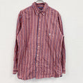 90s～　CHAPS　チャップス　長袖ボタンダウンシャツ　ヴィンテージ　ストライプ柄　赤　レッド　Lサイズ