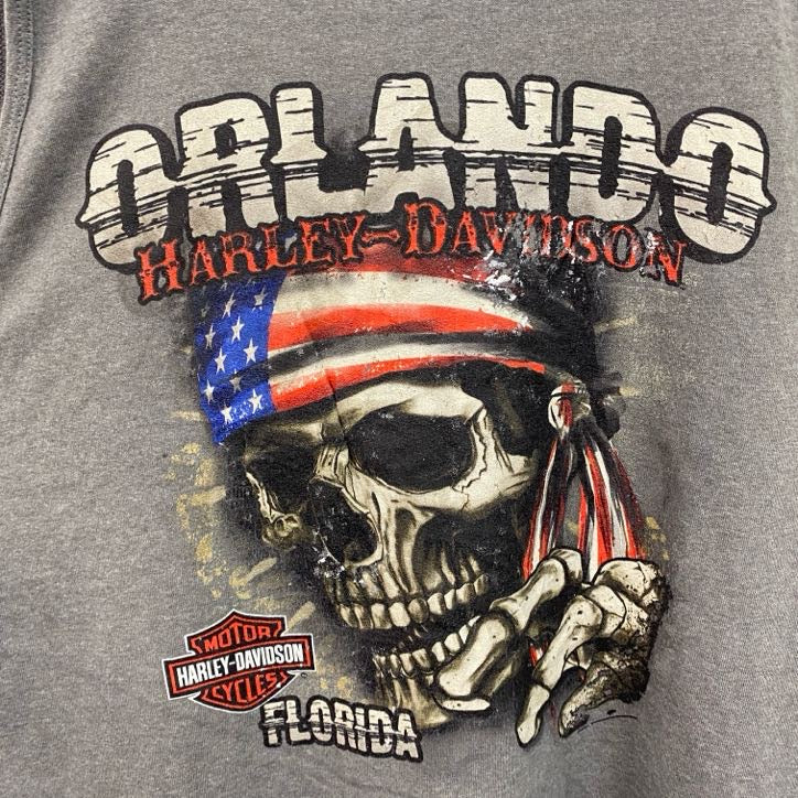 HARLEY DAVIDSON　ハーレーダビッドソン　プリントタンクトップ/ノースリーブ　灰色　グレー　XLサイズ