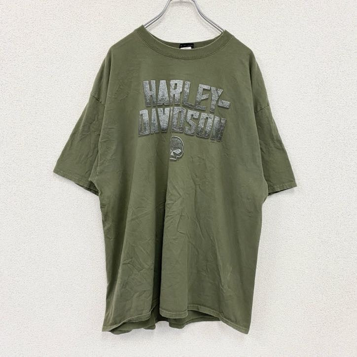 HARLEY DAVIDSON　ハーレーダビッドソン　半袖プリントTシャツ　カーキ　XXLサイズ