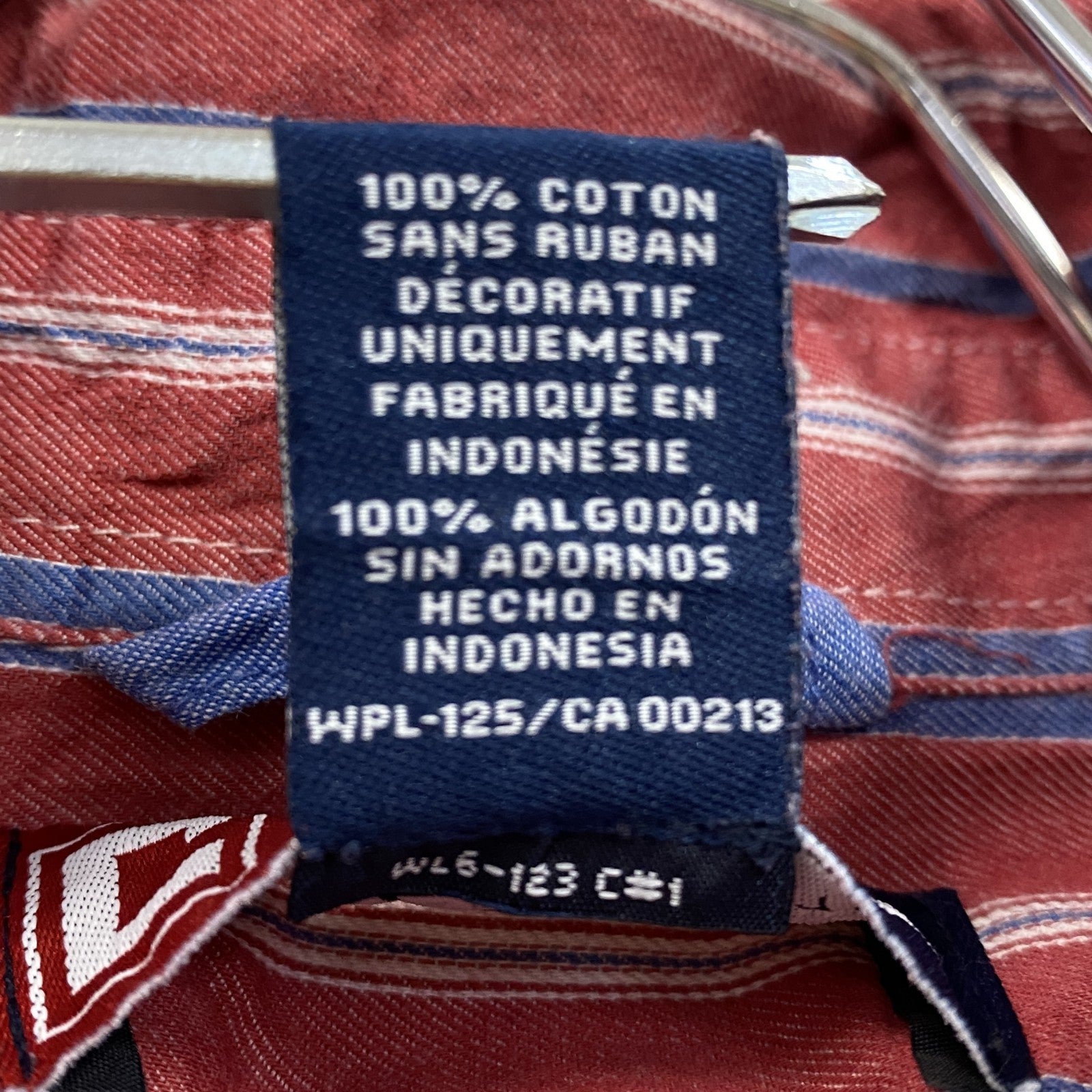 90s～　CHAPS　チャップス　長袖ボタンダウンシャツ　ヴィンテージ　ストライプ柄　赤　レッド　Lサイズ
