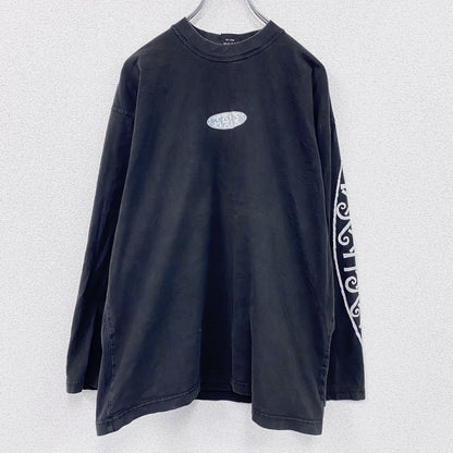 90s～　TAKA MAKA　長袖プリントTシャツ　ユーロヴィンテージ　黒　ブラック　2XLサイズ