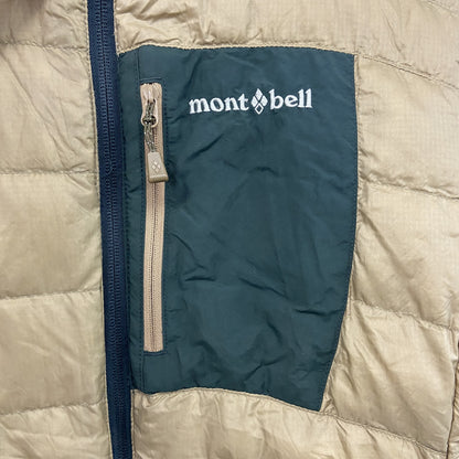 mont-bell　モンベル　リバーシブルダウンジャケット　ダウン90％　刺繍ロゴ　カーキ　ベージュ　Lサイズ