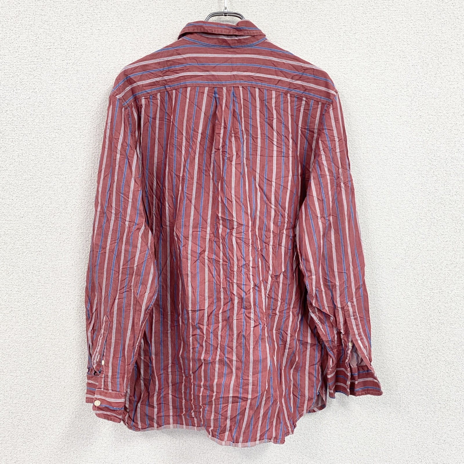 90s～　CHAPS　チャップス　長袖ボタンダウンシャツ　ヴィンテージ　ストライプ柄　赤　レッド　Lサイズ