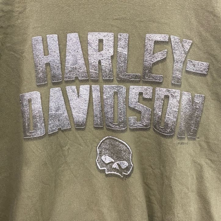 HARLEY DAVIDSON　ハーレーダビッドソン　半袖プリントTシャツ　カーキ　XXLサイズ