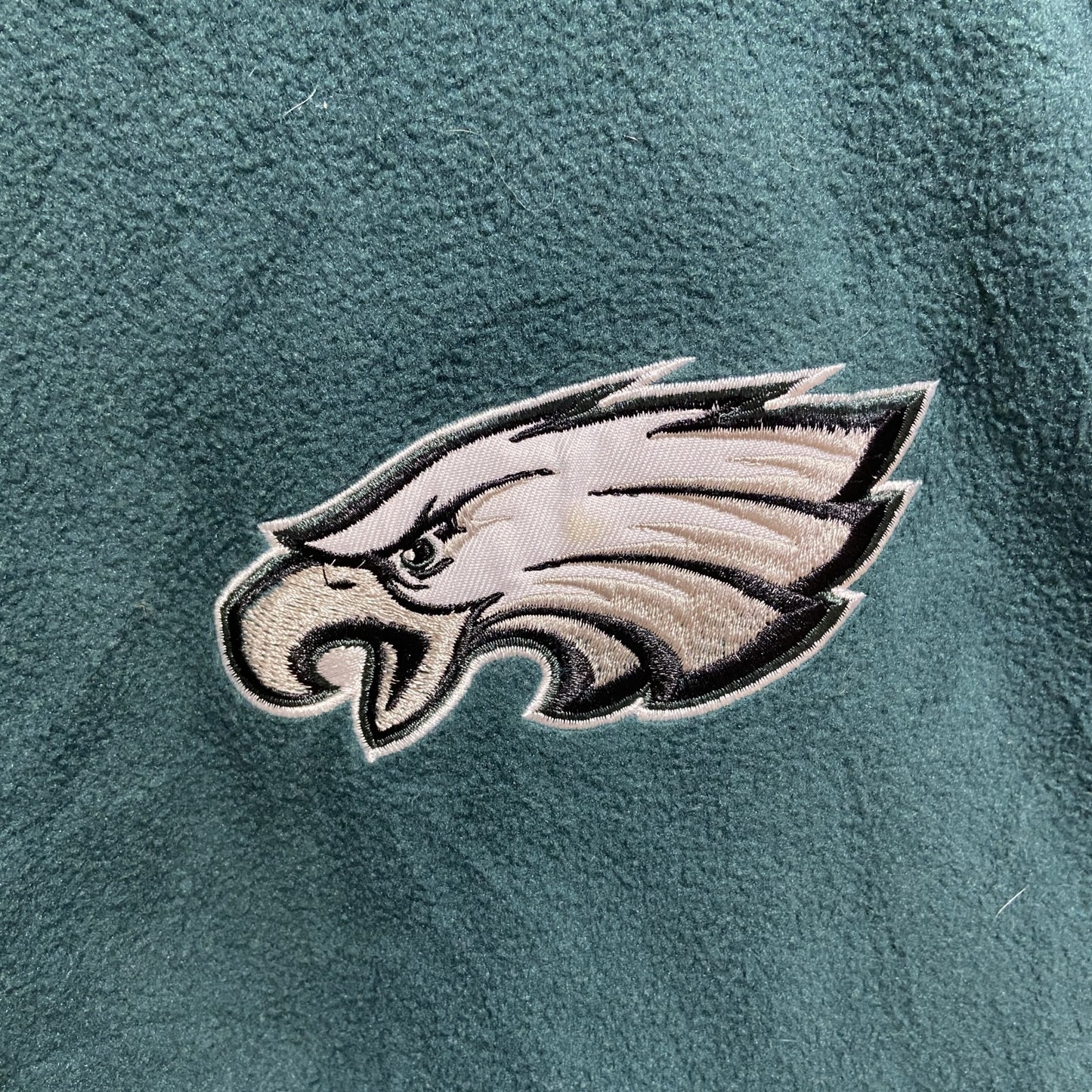 古着 used　NFL　フィラデルフィアイーグルス　ジップアップハイネックベスト　フリース生地　ワンポイント刺繍　緑　Lサイズ