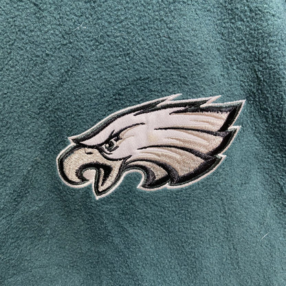 古着 used　NFL　フィラデルフィアイーグルス　ジップアップハイネックベスト　フリース生地　ワンポイント刺繍　緑　Lサイズ