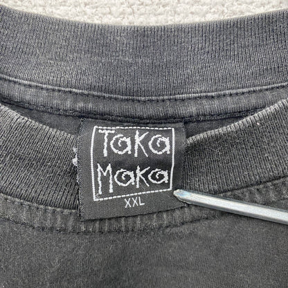 90s～　TAKA MAKA　長袖プリントTシャツ　ユーロヴィンテージ　黒　ブラック　2XLサイズ