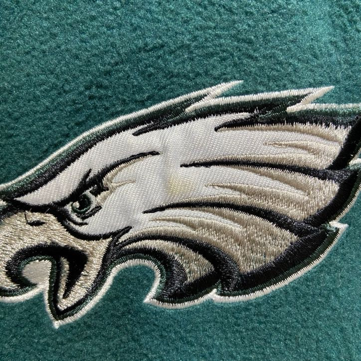 古着 used　NFL　フィラデルフィアイーグルス　ジップアップハイネックベスト　フリース生地　ワンポイント刺繍　緑　Lサイズ