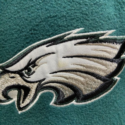 古着 used　NFL　フィラデルフィアイーグルス　ジップアップハイネックベスト　フリース生地　ワンポイント刺繍　緑　Lサイズ