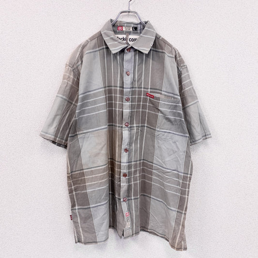 00s　Ecko conplex　エコーコンプレックス　半袖シャツ　ヴィンテージ　チェック柄　グレー　Lサイズ