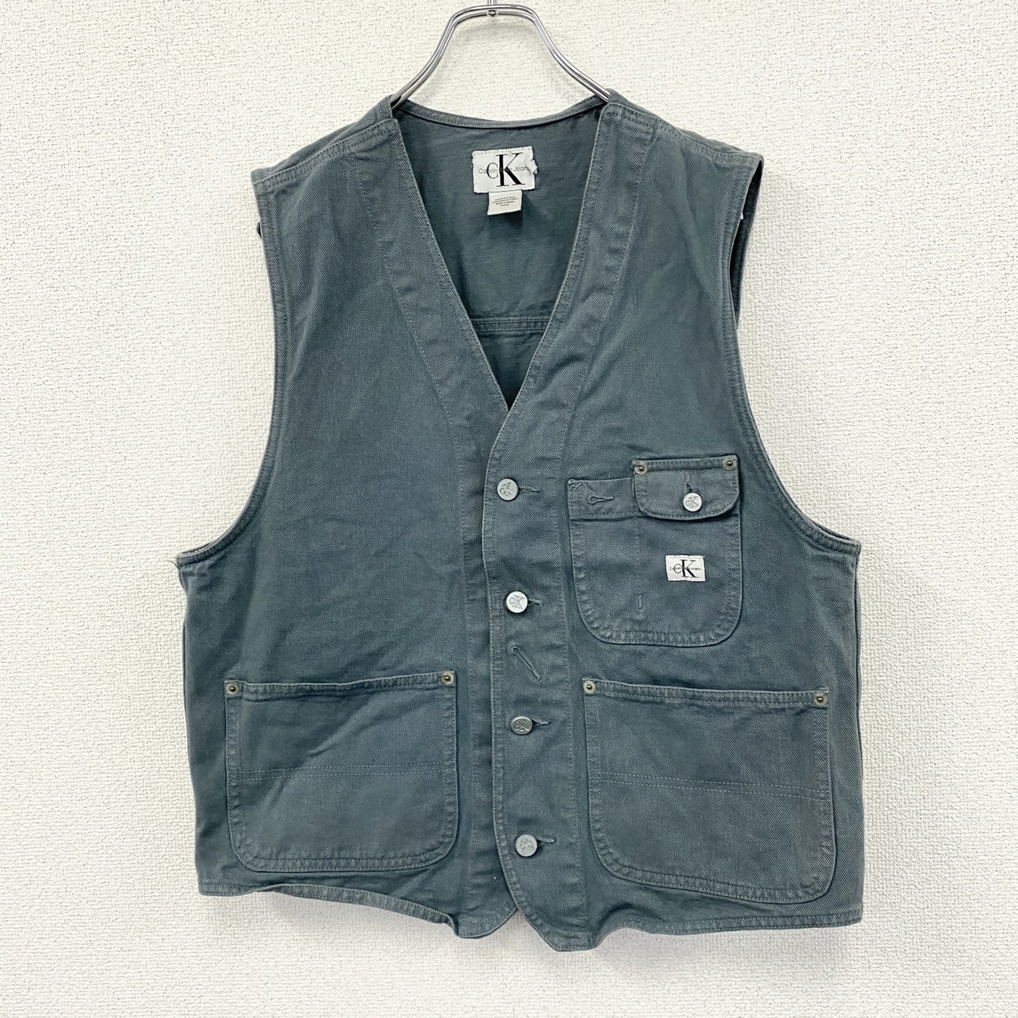 90s～　Calvin Klein Jeans　カルバンクラインジーンズ　ベスト　灰色　グレー　ヴィンテージ　Lサイズ