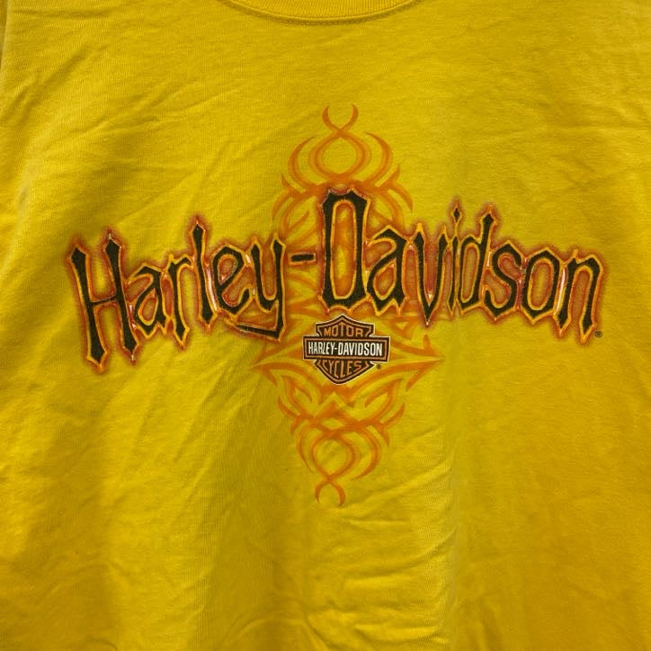 00s　HARLEY DAVIDSON　ハーレーダビッドソン　半袖プリントTシャツ　黄色　イエロー　